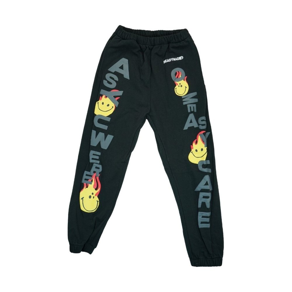 Readymade Smiley‎ "As You Were" Sweat Pants Size Large ~ Black ~ MSRP $350
